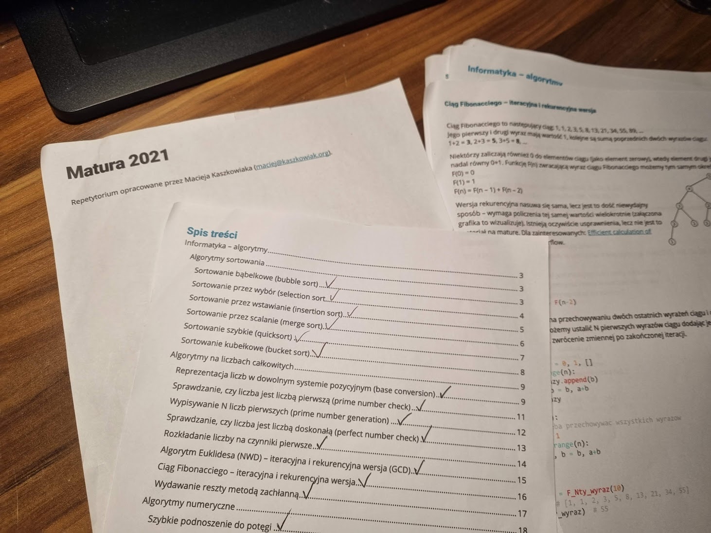 Algorithms for the IT Matura exam